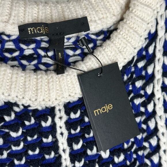NWT | Maje | Fancy Geo-Pattern Sweater | Blue | Size 1 | Small - Picture 9 of 16